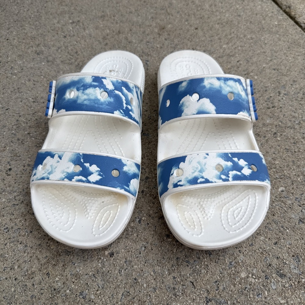 Crocs Classic Out of This World Slides Women 7 Men 5 Blue Cloud 2 Strap Sandal